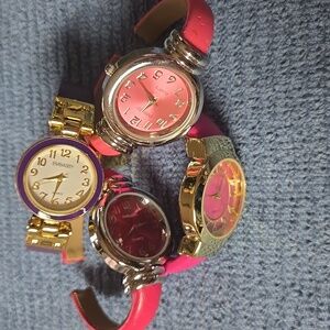 Ladies Watches, 4 in this Lot.  Leather Bands
